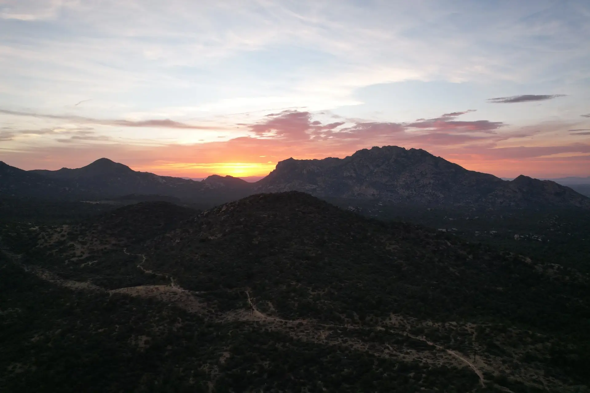 Sunset over Granite Mountain near Serenity at Stringfield, Prescott, Arizona